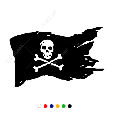 Korsan Bayrağı Kuru Kafa Ve Kemik Stickeri Çıkartması