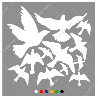Kuş Sürüsü Uçuşan Kuşlar Serisi Duvar Sticker Yapıştırma