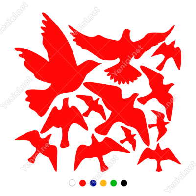 Kuş Sürüsü Uçuşan Kuşlar Serisi Duvar Sticker Yapıştırma