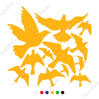 Kuş Sürüsü Uçuşan Kuşlar Serisi Duvar Sticker Yapıştırma