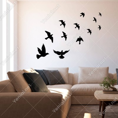 Kuş Sürüsü Uçuşan Kuşlar Serisi Duvar Sticker Yapıştırma