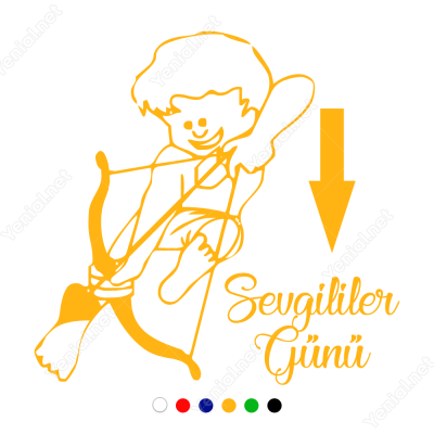 Sevgililer Günü Aşağı Doğru Ok Atan Eros Sticker