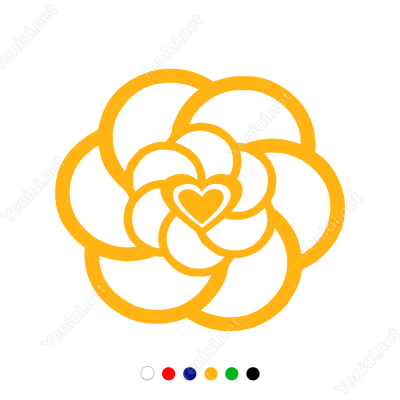 Sevgililer Günü Çiçek Desenli Kalp 110x110cm Sticker