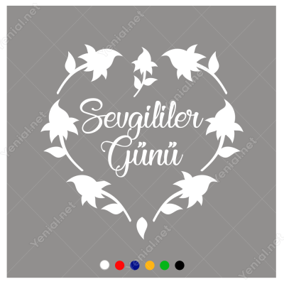 Sevgililer Günü Çiçekli Kalpli Sticker