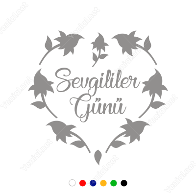 Sevgililer Günü Çiçekli Kalpli Sticker