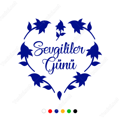 Sevgililer Günü Çiçekli Kalpli Sticker