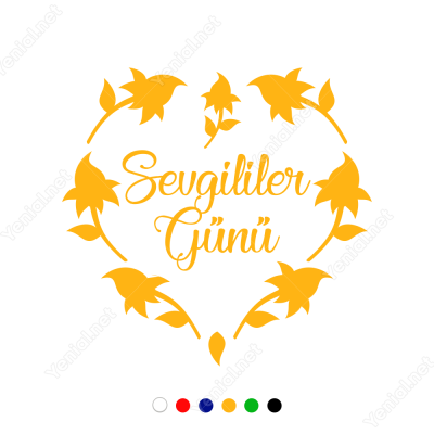 Sevgililer Günü Çiçekli Kalpli Sticker