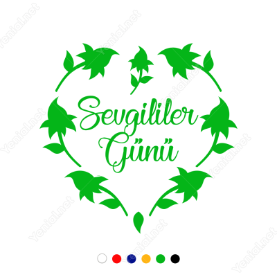 Sevgililer Günü Çiçekli Kalpli Sticker