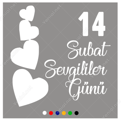 14 Şubat Sevgililer Günü Ve Kalpler 110x110cm Yapıştırma