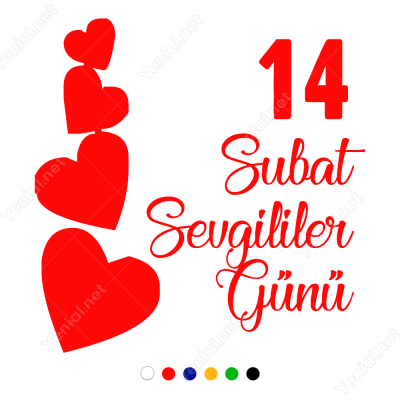 14 Şubat Sevgililer Günü Ve Kalpler 110x110cm Yapıştırma