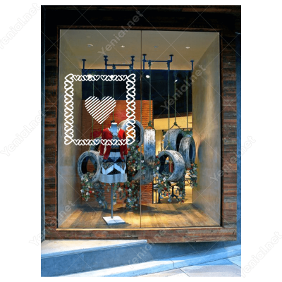 Sevgililer Günü Kalp Bordürü 110x110cm Sticker Yapıştırma