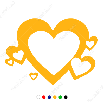 Sevgililer Günü Kalp İçinde Kalp 110x110cm Sticker Yapıştırma