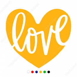 Sevgililer Günü Kalpli İçinde Love Yazısı 110x110cm Sticker