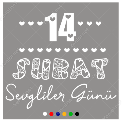Sevgililer Günü Kalpli Yazı 110x110cm Sticker Yapıştırma
