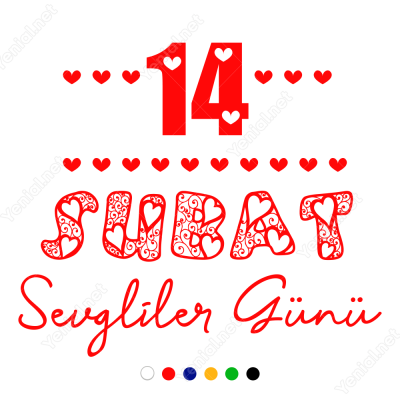 Sevgililer Günü Kalpli Yazı 110x110cm Sticker Yapıştırma
