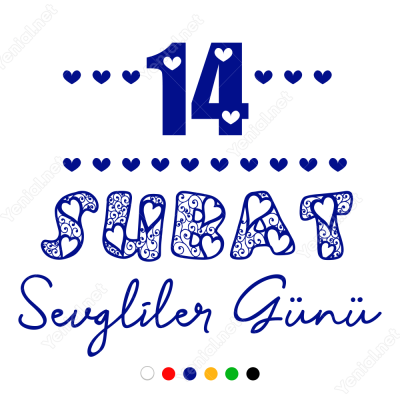 Sevgililer Günü Kalpli Yazı 110x110cm Sticker Yapıştırma