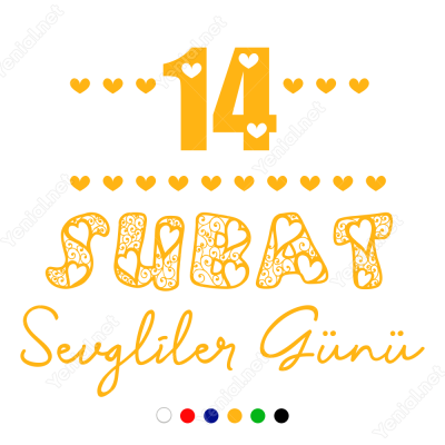 Sevgililer Günü Kalpli Yazı 110x110cm Sticker Yapıştırma