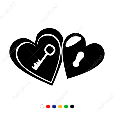 Sevgililer Günü Kilit Anahtar Kalp 110x110cm Sticker