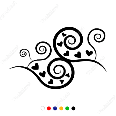 Sevgililer Günü Sipral Desen ve Kalp 110x110cm Sticker