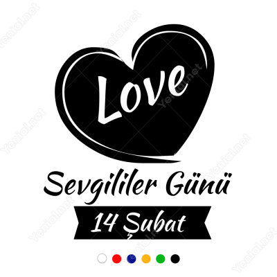 Sevgililer Günü Yazısı Kalpli(love)100x100cm Sticker Yapıştırma