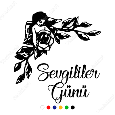 Sevgililer Günü Yazısı Taç Cam Süslemesi Yapıştırma