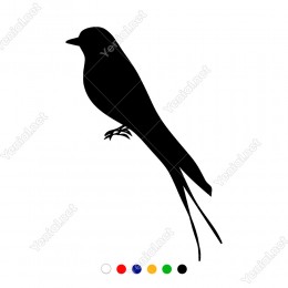 Sola Doğru Bakan Çift Kuruklu Kuş Sticker