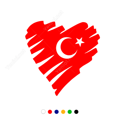 Türk Bayrağı Kalp Araç - Motosiklet Sticker Çıkartma
