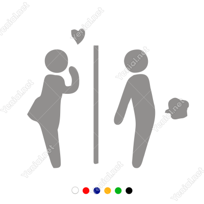  Wc Stickeri (Komik) Kapı Duvar Sticker Yapıştırma