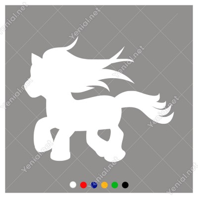 Yeleli Uzun Kuyruklu sevimli At Yavrusu Midilli Sticker
