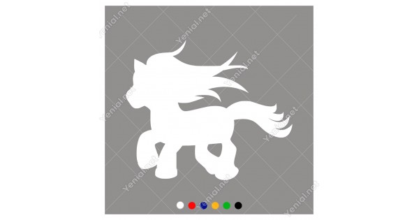 Yeleli Uzun Kuyruklu sevimli At Yavrusu Midilli Sticker