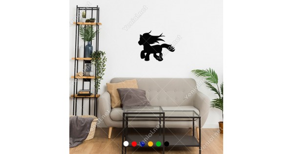 Yeleli Uzun Kuyruklu sevimli At Yavrusu Midilli Sticker