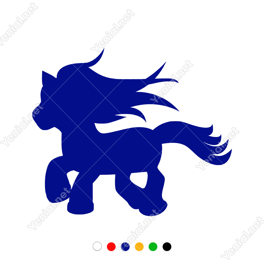 Yeleli Uzun Kuyruklu sevimli At Yavrusu Midilli Sticker