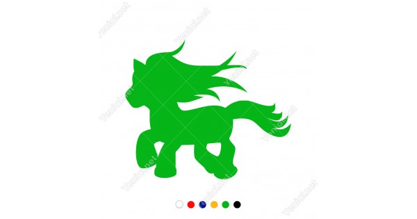 Yeleli Uzun Kuyruklu sevimli At Yavrusu Midilli Sticker