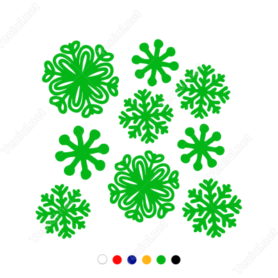 Yılbaşı Süslemesi Farklı Farklı Kar Taneleri Sticker Yapıştırma 115x115cm Yılbaşı Süslemesi Farklı Farklı Kar Taneleri Sticker Yapıştırma 115x115cm
