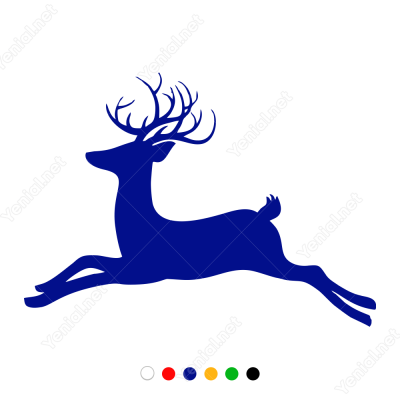 Yılbaşı Süslemesi Koşan Geyik Sticker