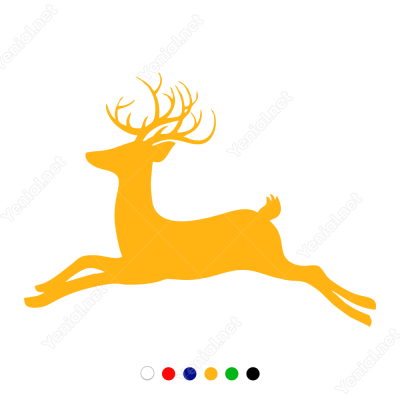 Yılbaşı Süslemesi Koşan Geyik Sticker