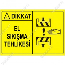 Dikkat El Sıkışma Tehlikesi Levhası
