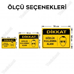 Dikkat Gözlük Kullanma Alanı Levhası