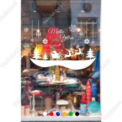 Çamlar İçinde Geyikleri İle Gezinen Noel Baba 115x75cm