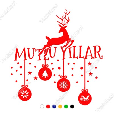 Geyik Salınan Hediyeler Kar Taneleri ve Mutlu Yıllar Yazısı Yılbaşı Süslemeleri Geyik Salınan Hediyeler Kar Taneleri ve Mutlu Yıllar Yazısı Yılbaşı Süslemeleri