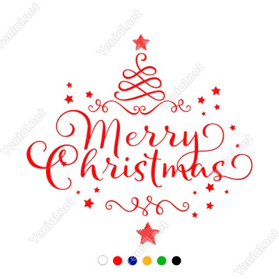 Kar Taneleri ve Yıldızlarla Bezenmiş Yeni Yıl Yazısı 84x78cm