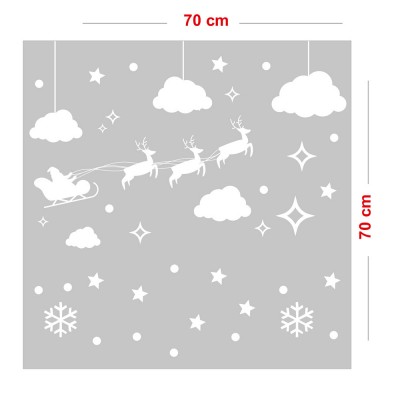 Sevimli Geyikler Noel Baba Kar Taneleri ve Yılbaşı Vitrin Stickerları 70x70cm Sevimli Geyikler Noel Baba Kar Taneleri ve Yılbaşı Vitrin Stickerları 70x70cm