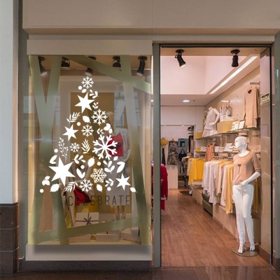 Yılbaşı Ağacı Sticker Çıkartma Süsleme 92x115Cm