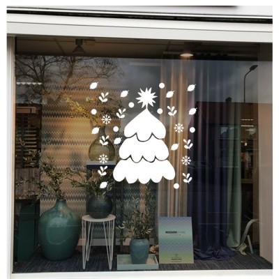 Üstünde Kar Olan Yılbaşı Ağacı Sticker Çıkartma Üstünde Kar Olan Yılbaşı Ağacı Sticker Çıkartma