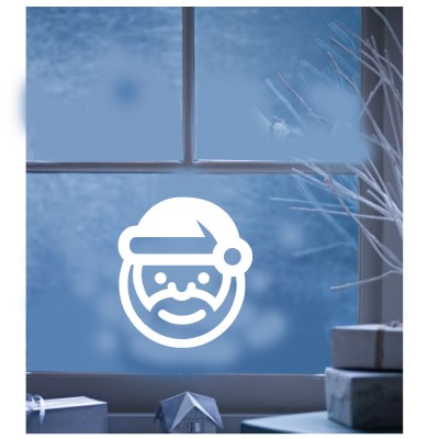 Yılbaşı Süslemeleri Sevimli Noel Baba Emojisi Vitrin Çıkartması