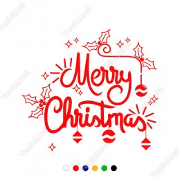 Süslemeli Merry Christmas Yazısı Yılbaşı Süslemesi 60x67cm