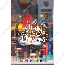 Süslemeli Merry Christmas Yazısı Yılbaşı Süslemesi 60x67cm