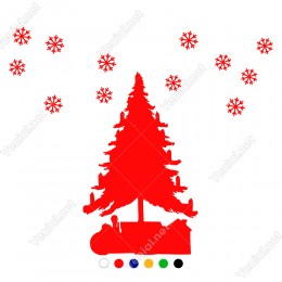 Yeni Yıl Ağacı Çamı Kar Taneleri Yılbaşı Süslemesi 61x66cm