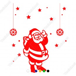 Yılbaşı Süslemeleri Yıldız ve Noel Baba Stickerları 115x88cm