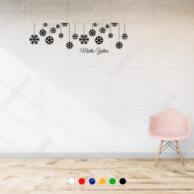 Yukarıdan Salınan Kar Taneleri Yılbaşı Vitrini 115x38cm